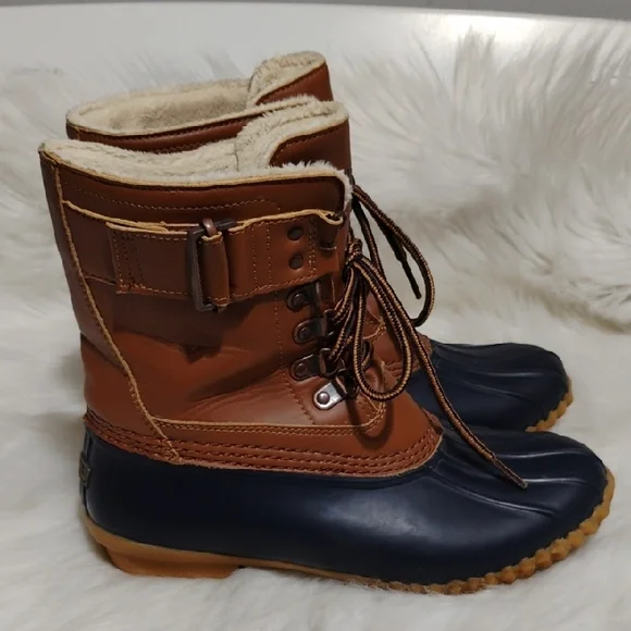 JBU Tan/Blue Big Kids Lace-Up Boots Sz.6.5 Or Women's 8/8.5 - Picture 4 of 12